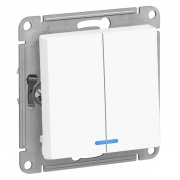 Двухклавишный выключатель с подсветкой 10А SE AtlasDesign, белый