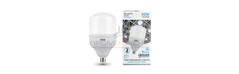 Лампа Gauss Elementary T140 50W 4400lm 4000K E27 LED 1/8