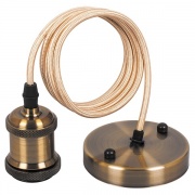 Подвес LH128 со шнуром для ламп 230V E27 1м алюм. патрон 50x68mm основание 95x17mm черное золото