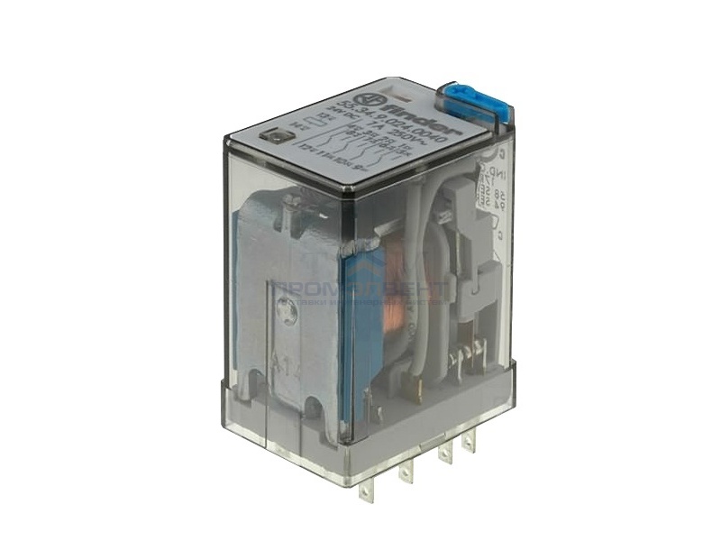 Миниатюрное реле Finder 4 контакта 7A DC 24В AgNi кнопка тест с блокировкой, индикатор